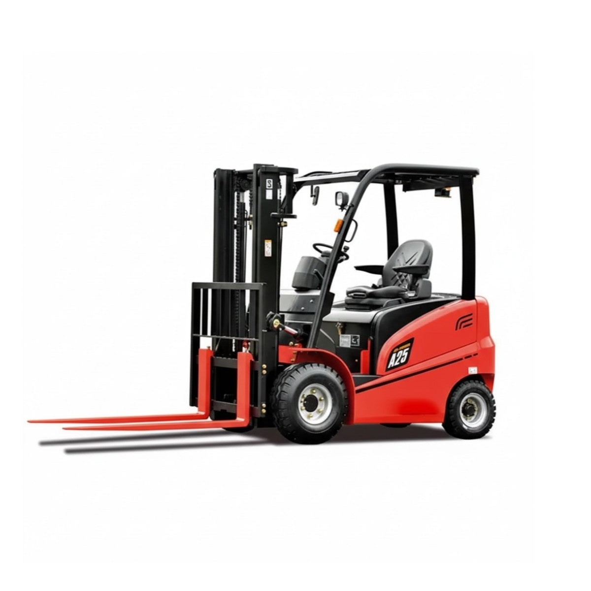 Montacargas Eléctrico 2.5 Ton, Batería Ácida 48V/500Ah con Cargador Basic II, Mástil Tríplex de 7M y Llantas Neumáticas Dobles