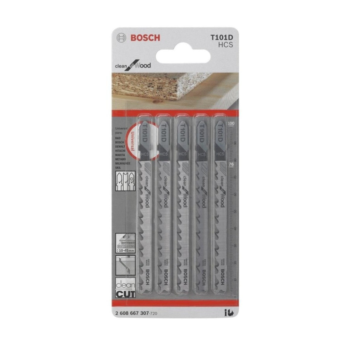 Pack Bosch, Juego de 5 Sierras de Calar T101D Clean for Wood, BOSCH