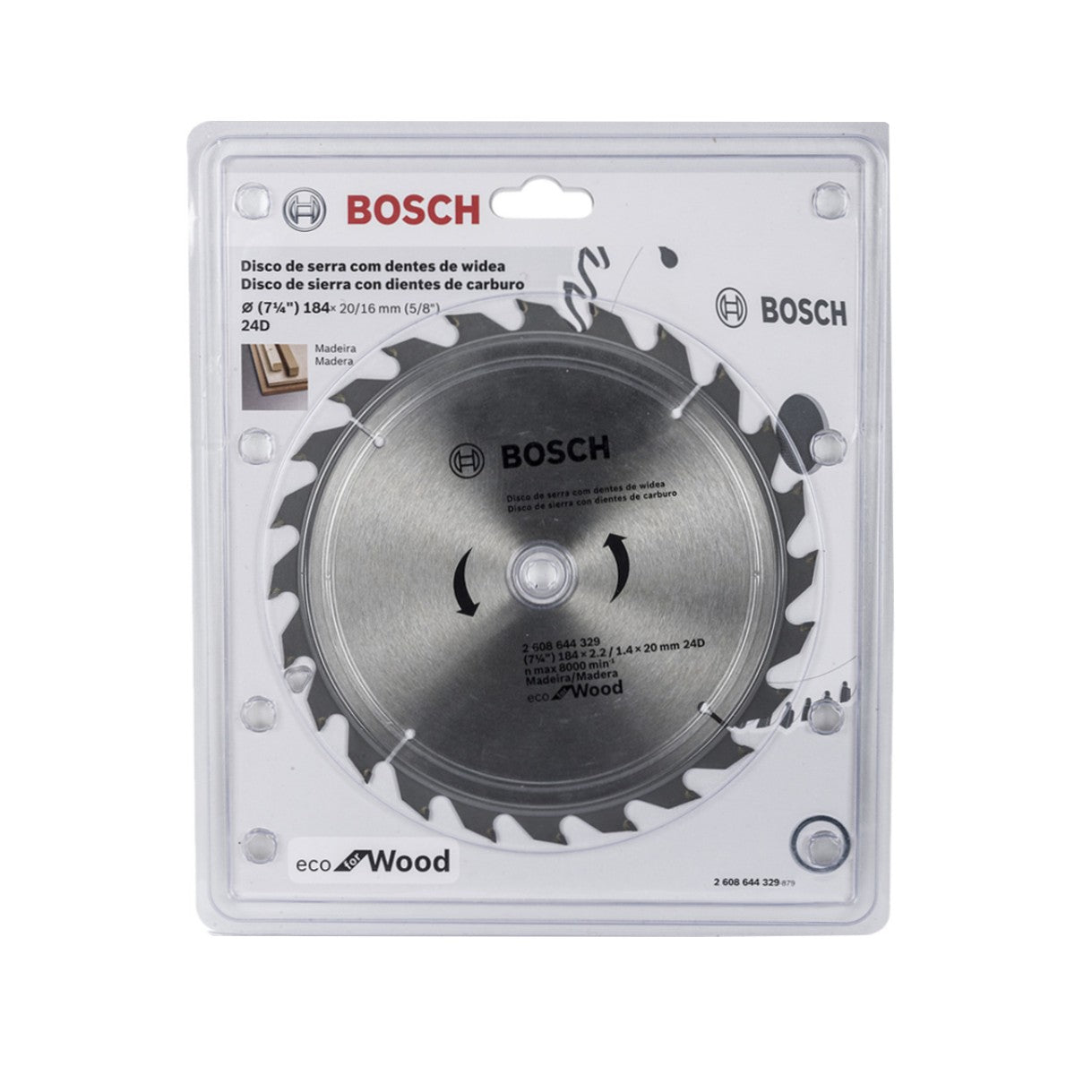 Hoja De Sierra De 7 1/4 24 Dientes Eco Wood, BOSCH