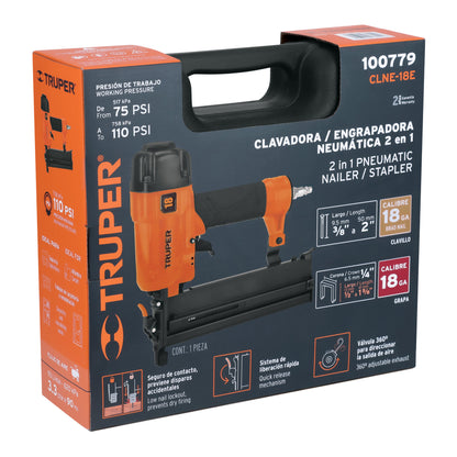 Clavadora Y Engrapadora Neumática Profesional, Calibre 18, TRUPER