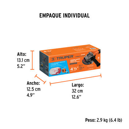 Esmeriladora 4-1/2' 700 W, 10 Discos Y Flexómetro, TRUPER
