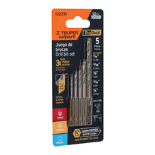 Juego De 5 Brocas HSS Para Metal Zanco Cambio Rápido, TRUPER EXPERT