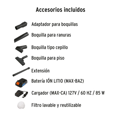 Aspiradora 20V Inalámbrica, TRUPER MAX
