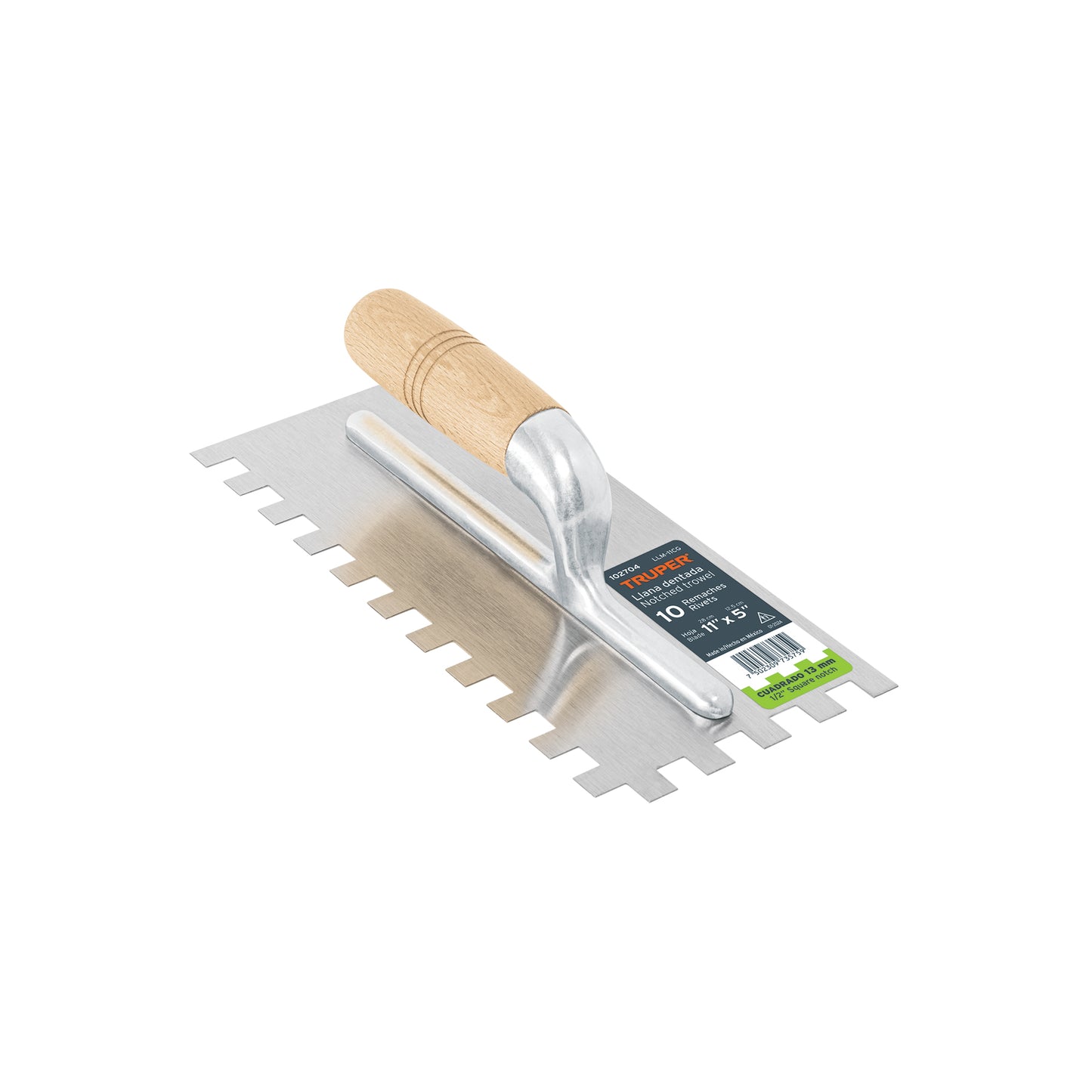 Plancha (Llana) 11' Dentado Cuadrado 1/2', 10 Remaches, Mango Madera, TRUPER