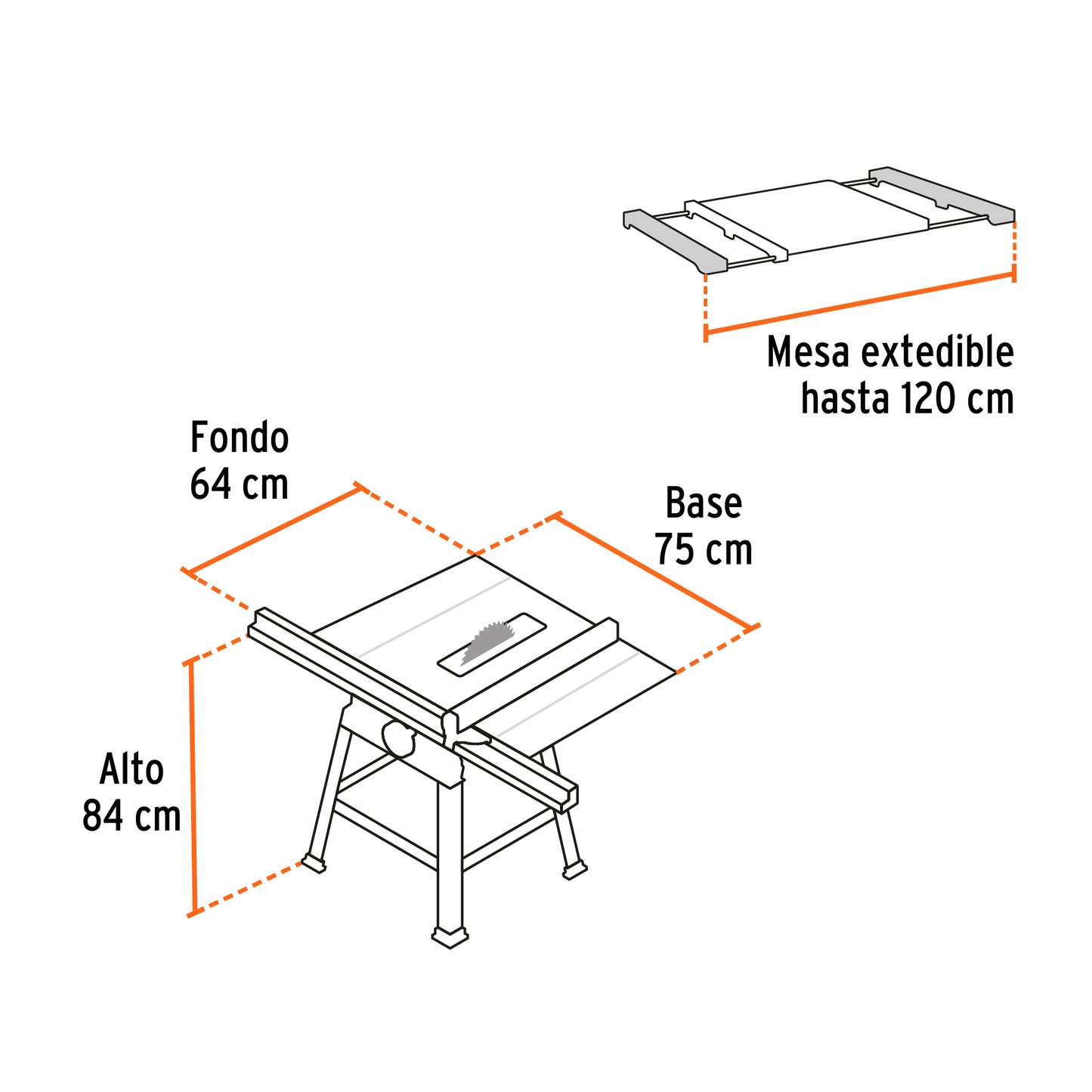Sierra De Mesa 10' De 1900 W (2-1/2 HP) Con Base, TRUPER