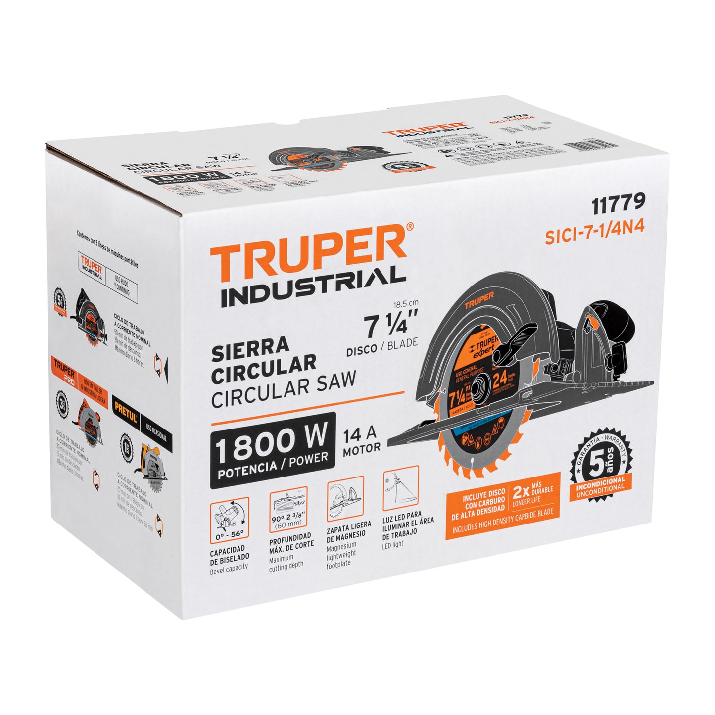 Sierra Circular 7-1/4' 1800 W, Industrial, TRUPER