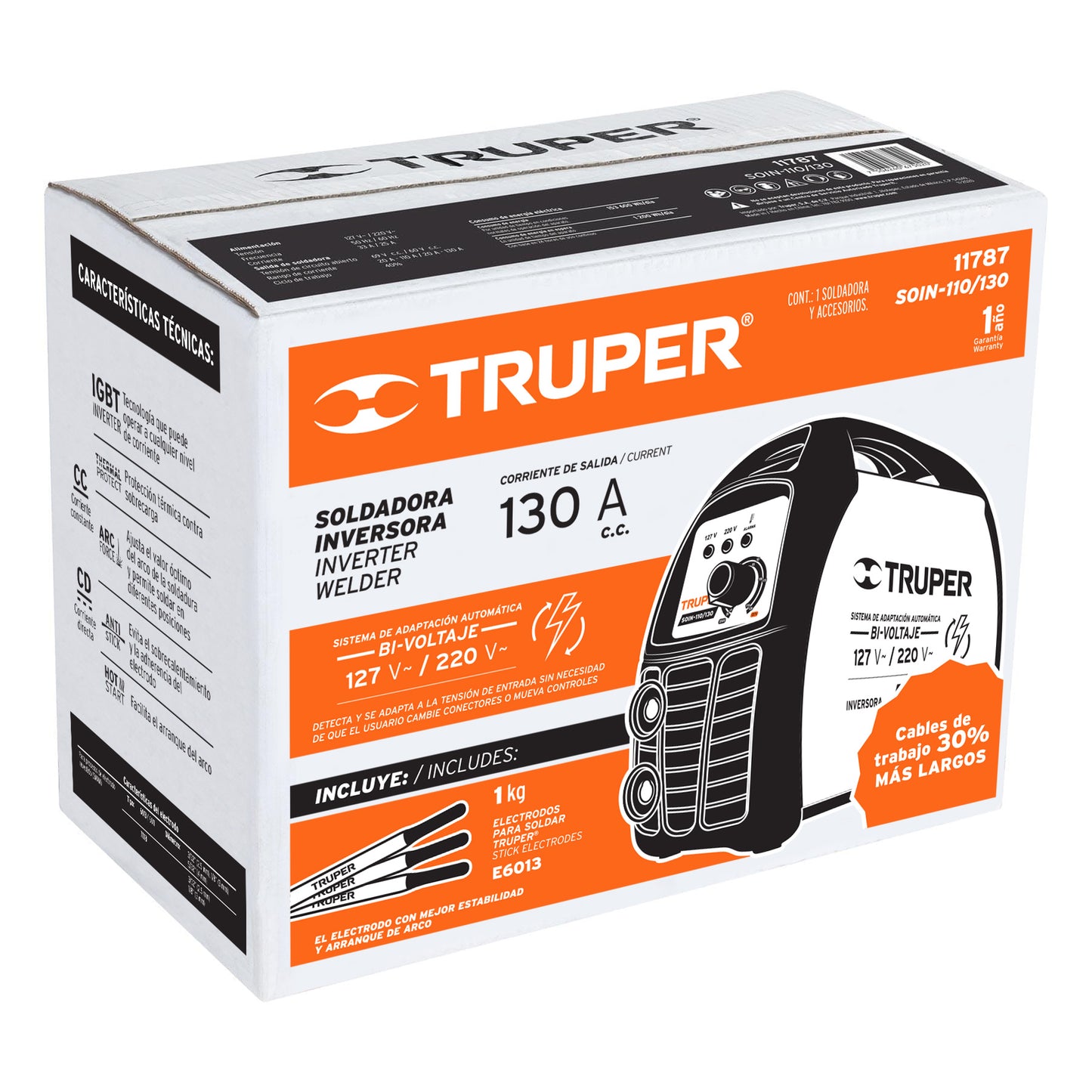 Soldadora Inversora Bi-Voltaje 130 A, 127 V/220 V, TRUPER