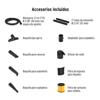 Aspiradora/Sopladora De Sólidos Y Líquidos 12 Gal, Plástica, TRUPER