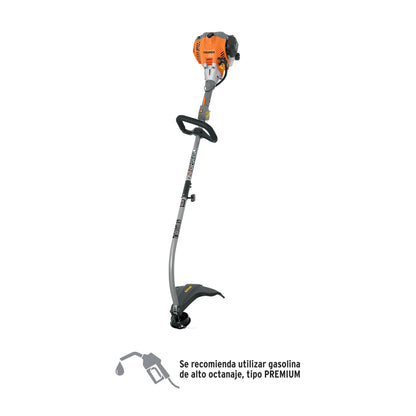Desbrozadora A Gasolina 26CC Mango Tipo 'D', 17'Corte, Curva, TRUPER