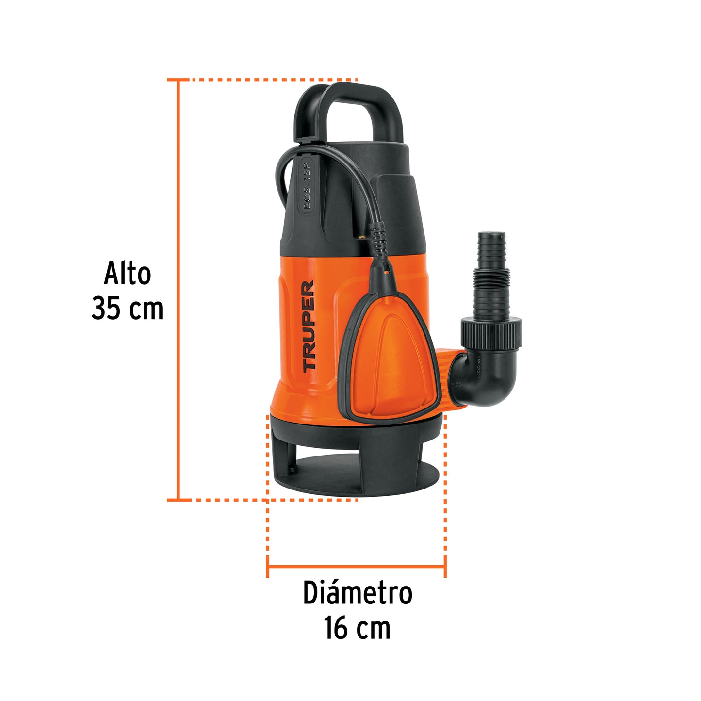 Bomba Sumergible Plástica Para Agua Sucia 1 HP, TRUPER