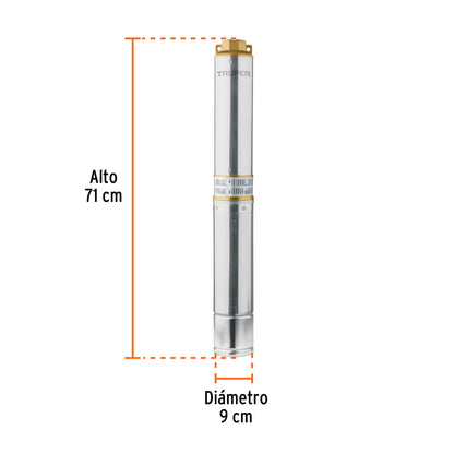 Bomba Sumegible Para Pozo Profundo, 1 HP, AGUA LIMPIA, TRUPER