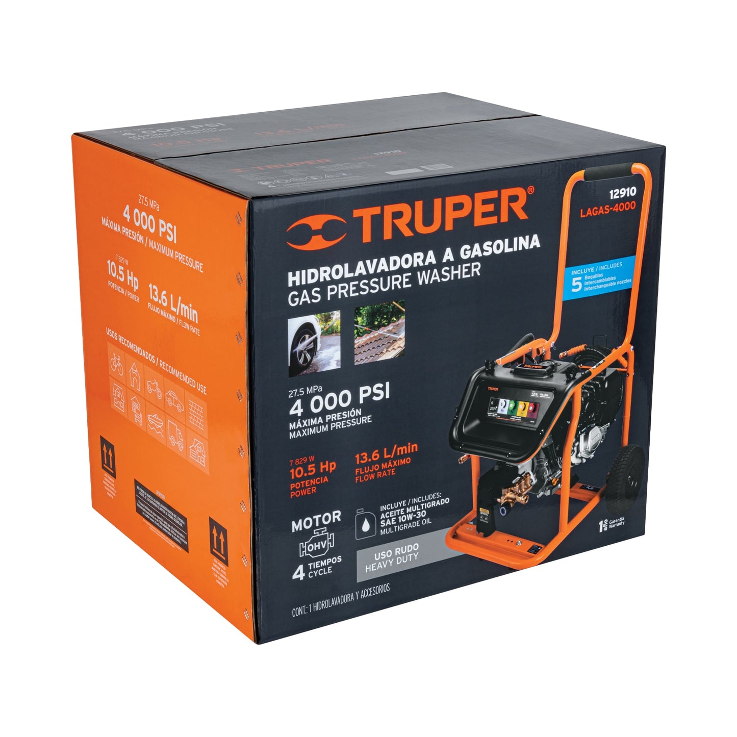 Hidrolavadora Con Motor A Gasolina, 4000 PSI, TRUPER