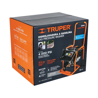 Hidrolavadora Con Motor A Gasolina, 4000 PSI, TRUPER