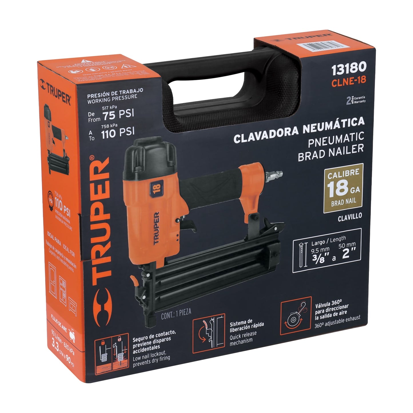 Clavadora Neumática Profesional, Calibre 18, TRUPER