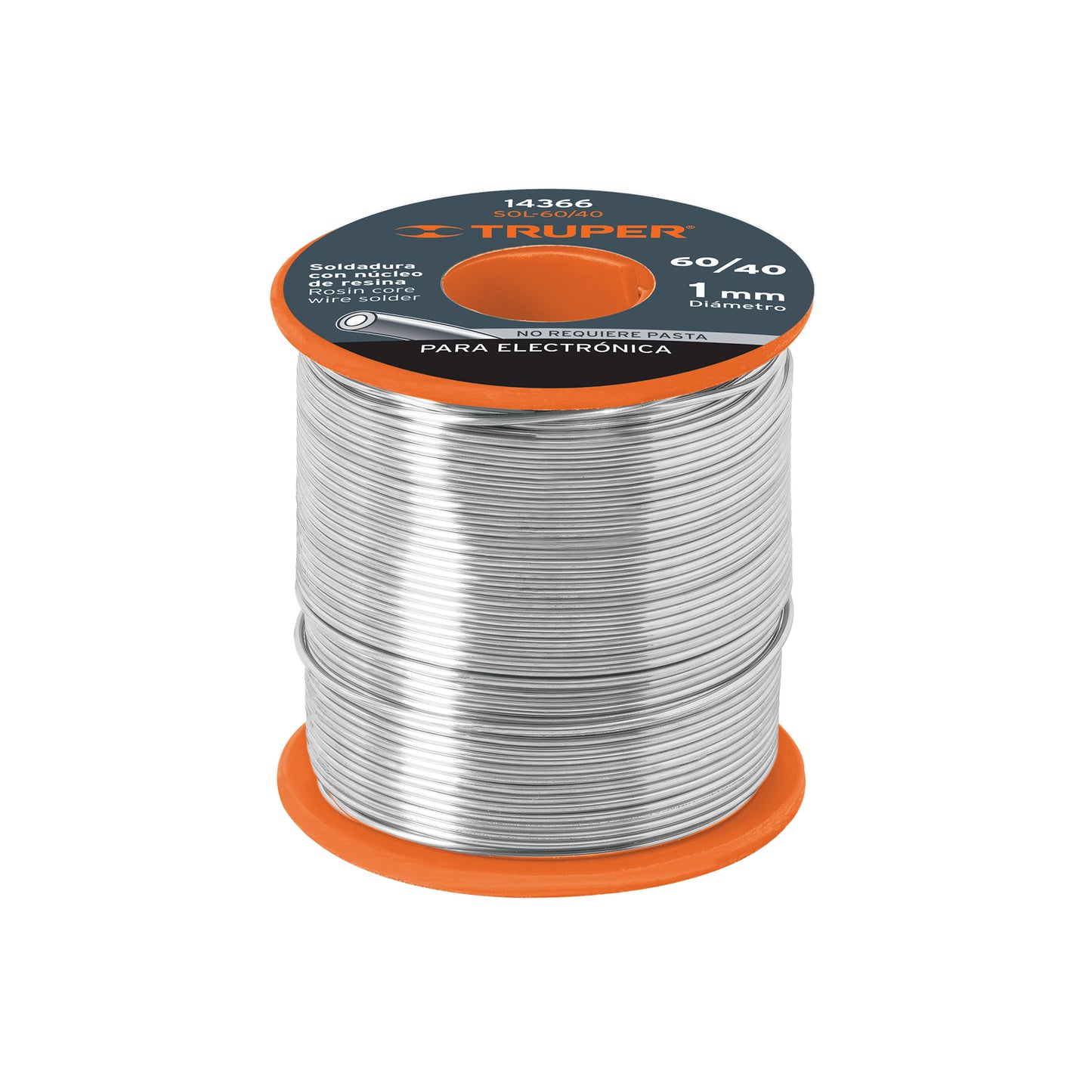 Soldadura Con Núclero Resina 60/40, Para Electrónica, 450 G, TRUPER