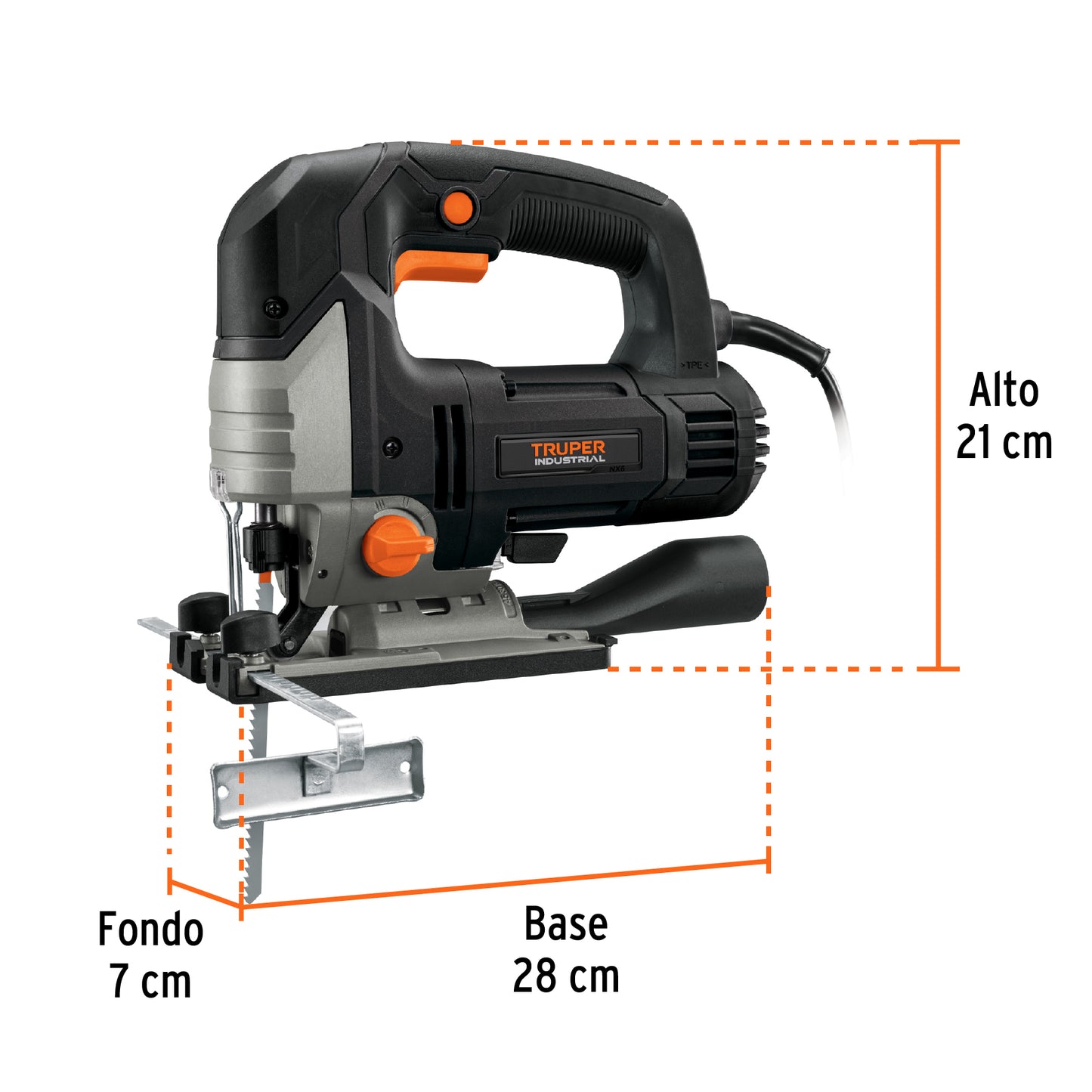 Sierra Caladora 750 W 5.9 A Velocidad Variable, Industrial, TRUPER
