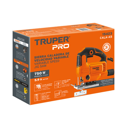 Sierra Caladora 750 W 5.9 A Velocidad Variable, Profesional, TRUPER