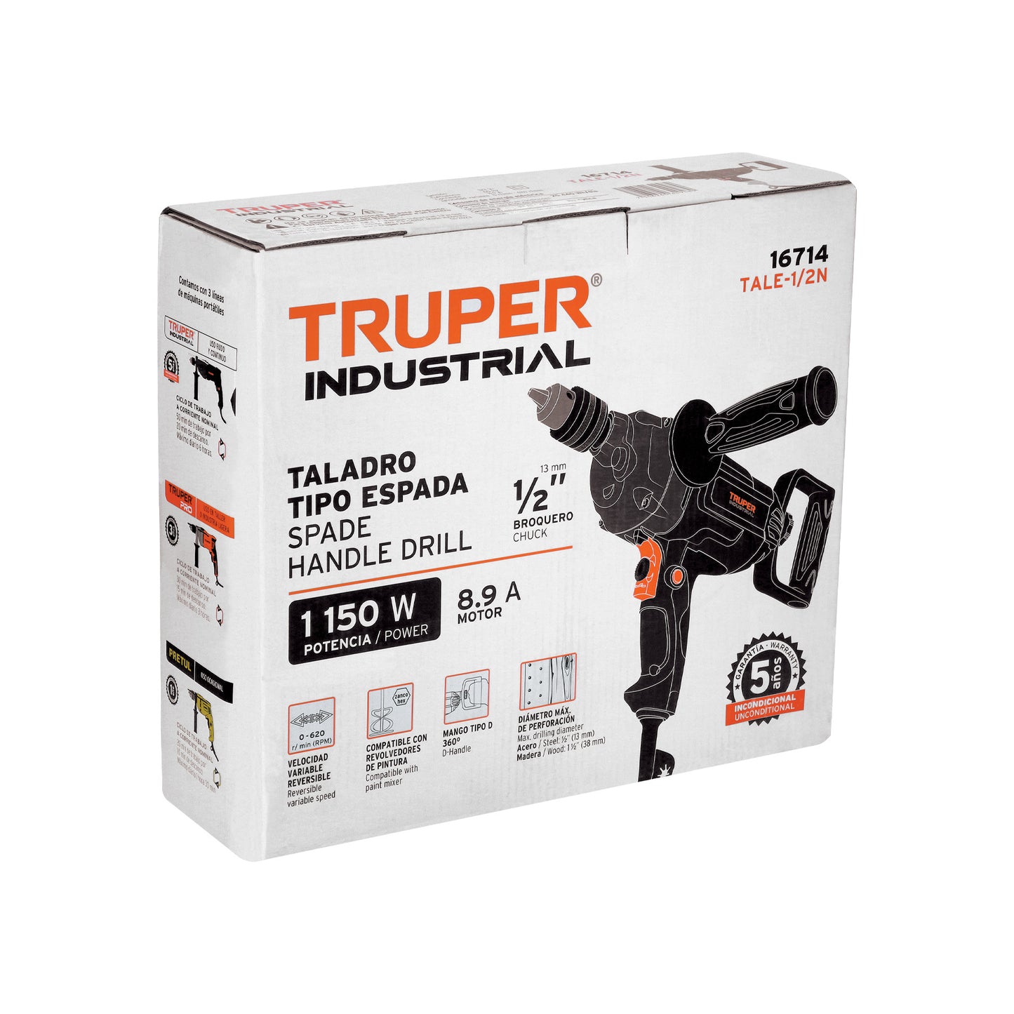 Taladro Tipo Espada 1/2' 1150 W, Industrial, TRUPER