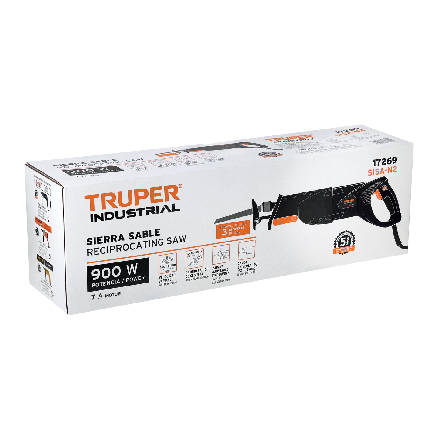 Sierra Sable 900 W Velocidad Variable, Industrial, TRUPER