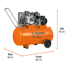 Compresor Lubricado Banda, Horizontal 120L, 4HP 220V TRUPER