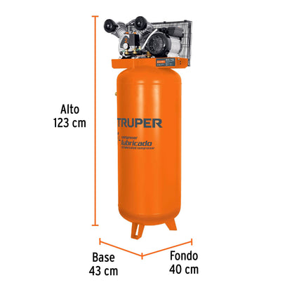 Compresor Lubricado Banda, Vertical 240L, 4HP 220V TRUPER