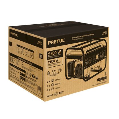 Generador Portátil 2.8 KW Motor A Gasolina, PRETUL