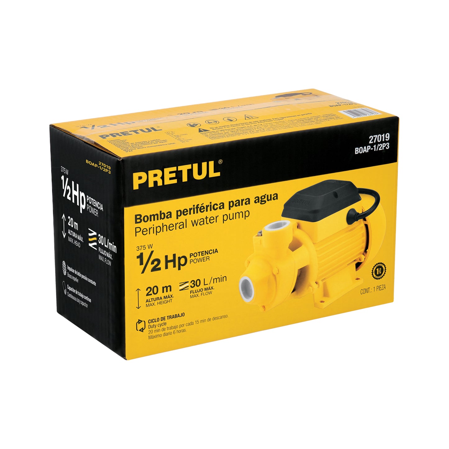 Bomba Periférica 1/2 HP, PRETUL