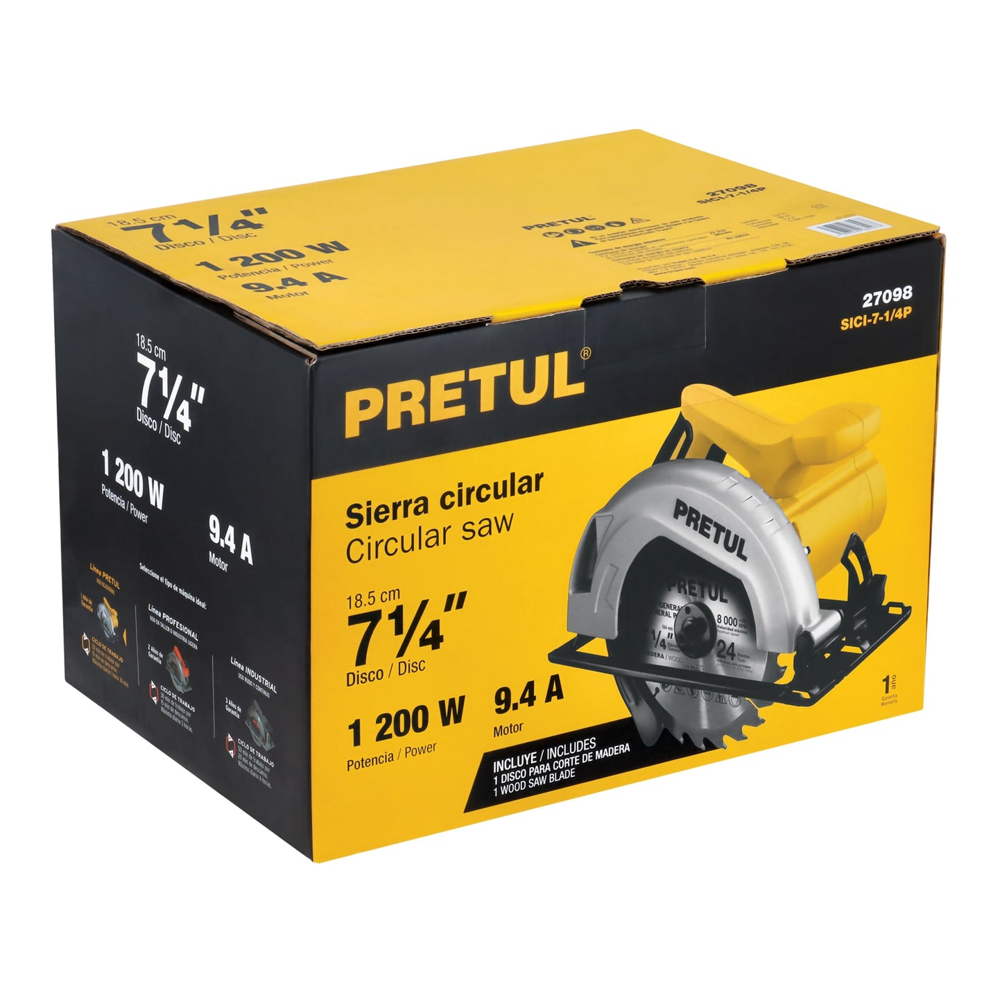 Sierra Circular 7-1/4' 1200 W, PRETUL