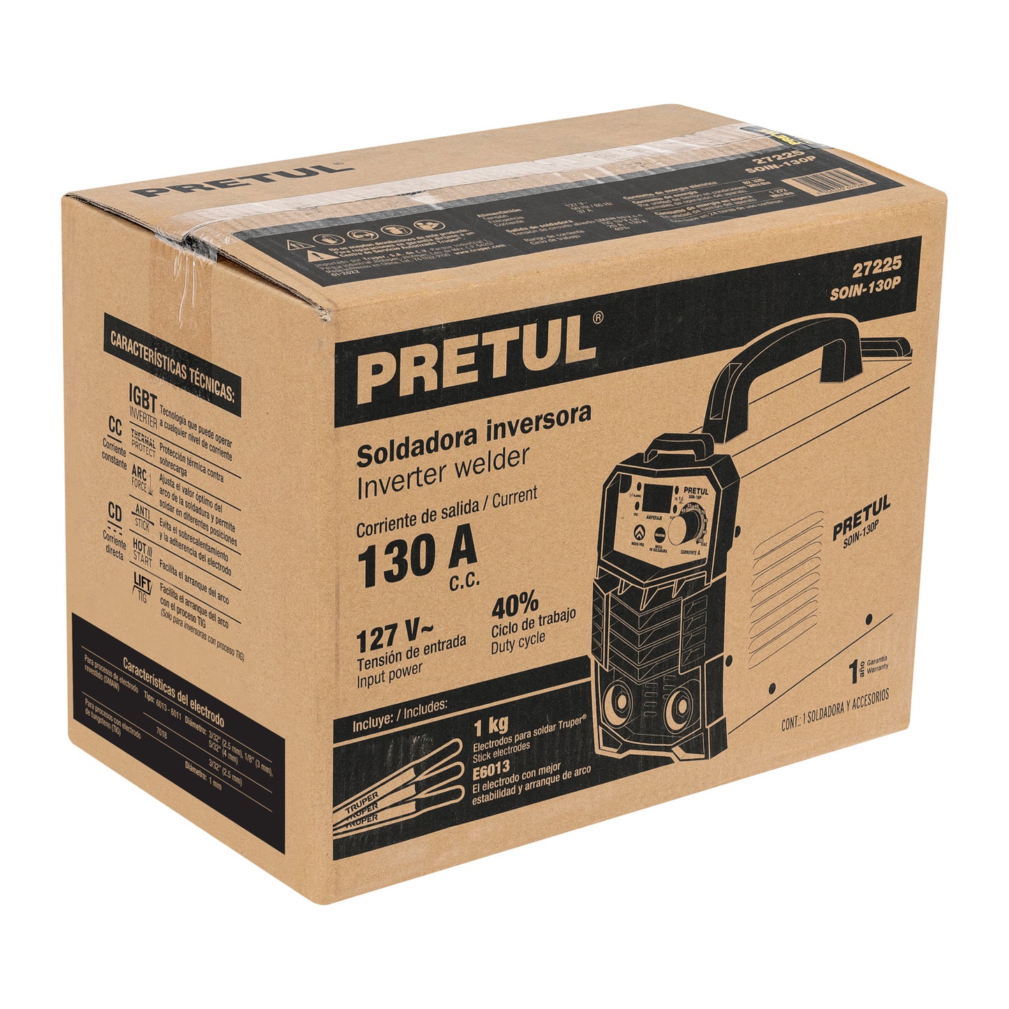 Soldadora Inversora 130 A, 127 V, PRETUL