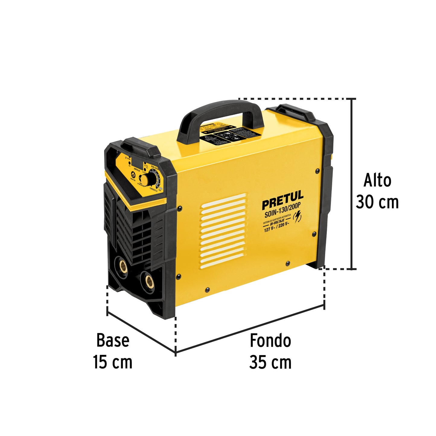 Soldadora Inversora Bi-Voltaje 200 A, 127 V/220 V, PRETUL