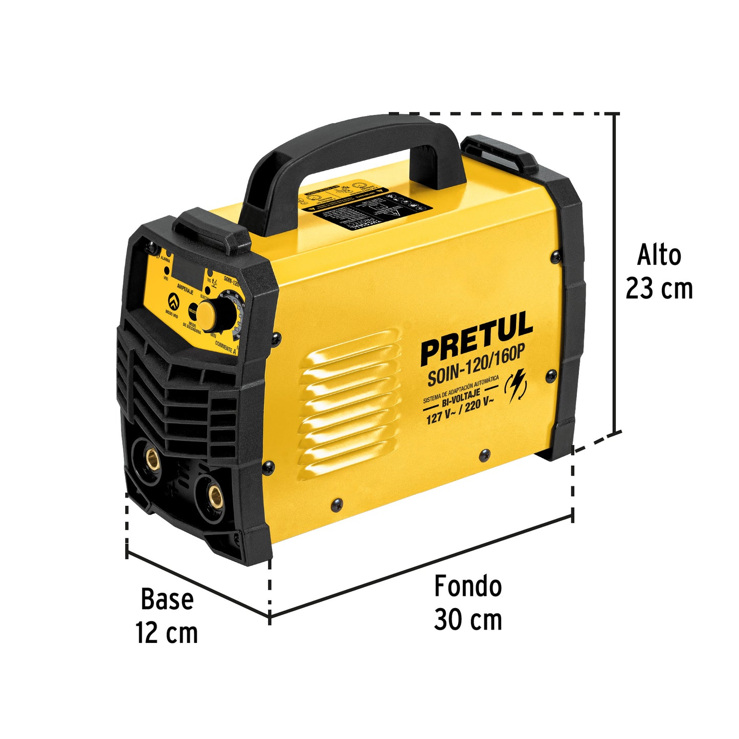 Soldadora Inversora, 160 A, Bi-Voltaje 127/220 V, PRETUL