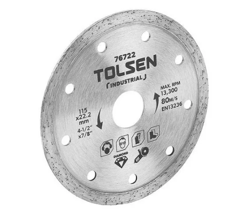 Disco de Diamante Ultra Fino 9pulg x 7/8pulg, TOLSEN