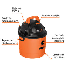 Aspiradora de Sólidos Y Líquidos De 3 Gal. Plástica, TRUPER