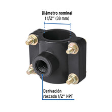 ABRAZADERA P/TOMA DOM. PP 1-1/2"" X 1/2"""