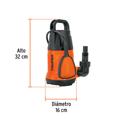Bomba Sumergible Plástica Para Agua Limpia 1 HP, TRUPER