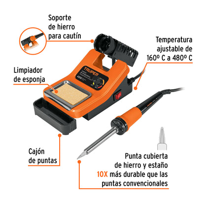 Cautín 48 W Profesional Para Electrónica Con Estación, TRUPER