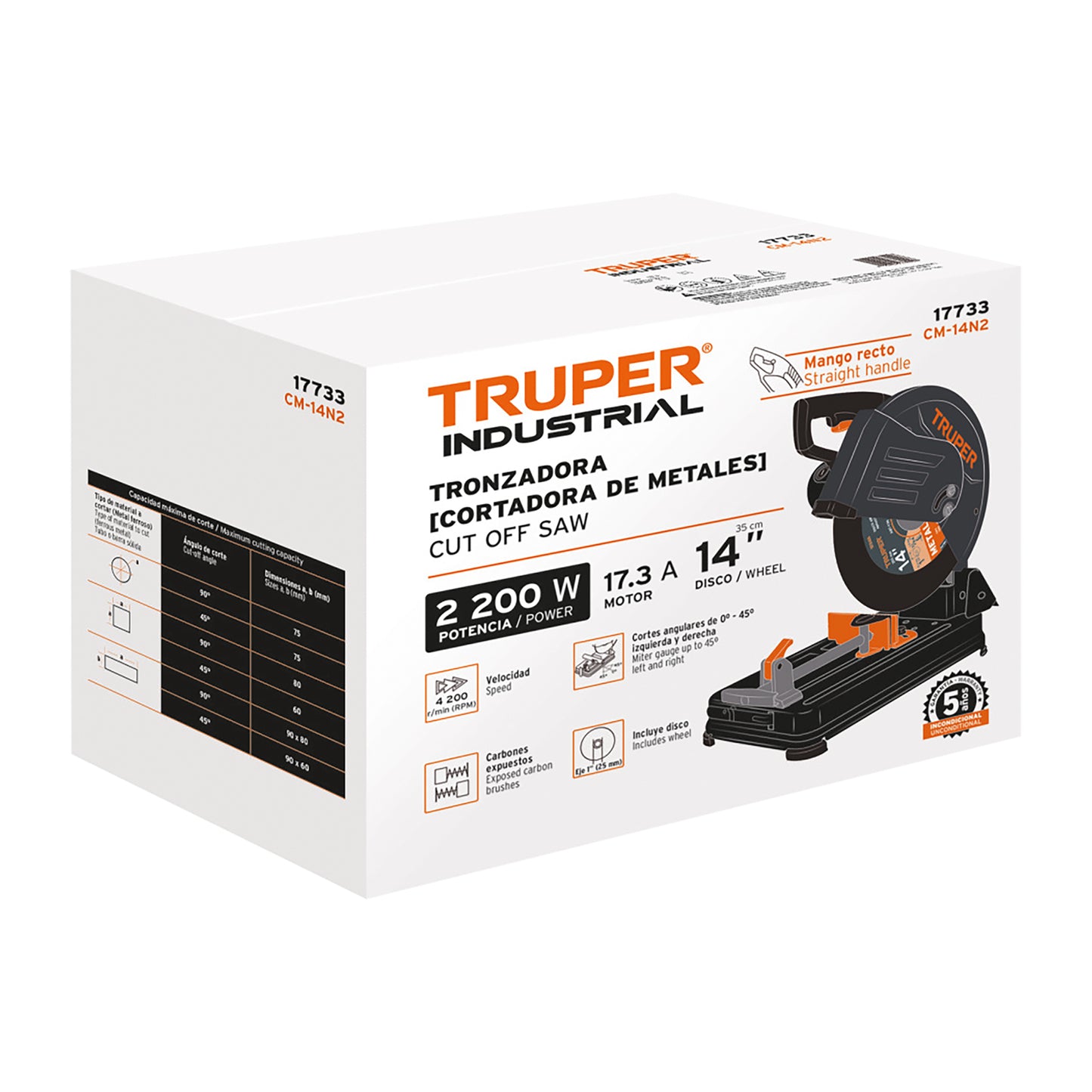 CORTADORA DE METALES 14', MANGO RECTO, 2200 W INDUSTRIAL, TRUPER