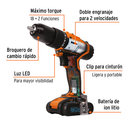 Combo Rotomartillo/Destornillador De Impacto Inalámbrico 20V, TRUPER