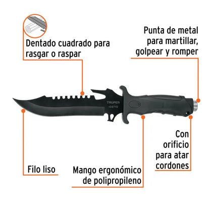 CUCHILLO TÁCTICO PARA CAMPISMO 7", TRUPER