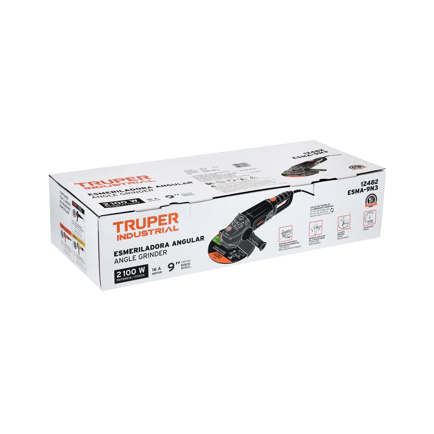 Esmeriladora Angular  9' 2100 W, Industrial, TRUPER