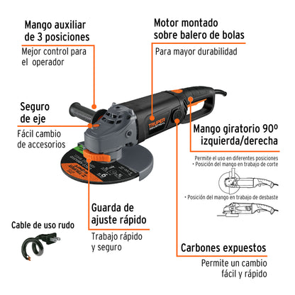 Esmeriladora Angular  9' 2100 W, Industrial, TRUPER