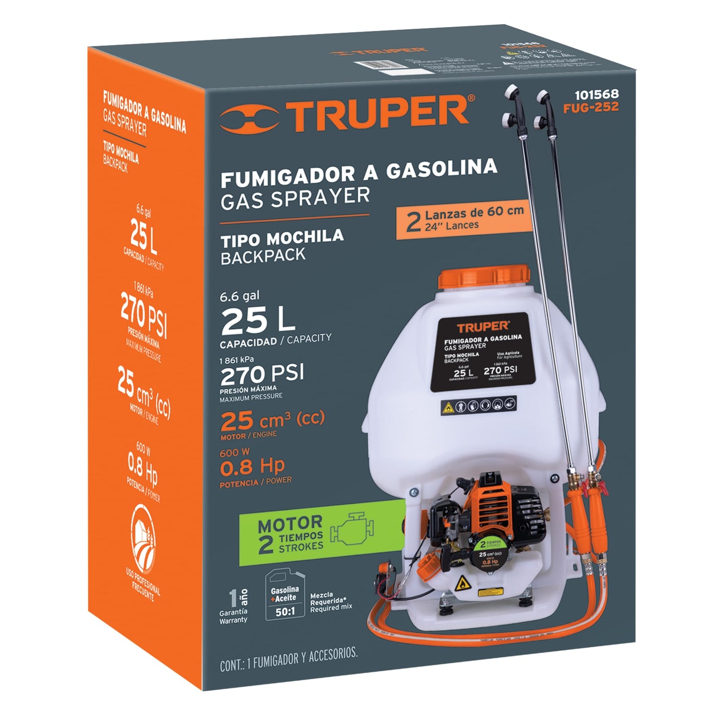 FUMIGADOR A GASOLINA DE USO AGRÍCOLA, 2 TIEMPOS, TRUPER