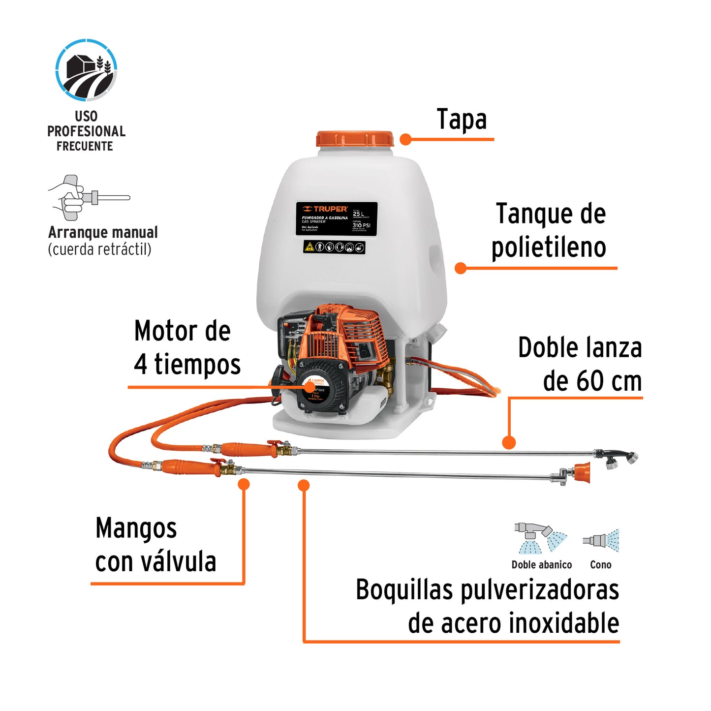 FUMIGADOR A GASOLINA DE USO AGRÍCOLA, 4 TIEMPOS