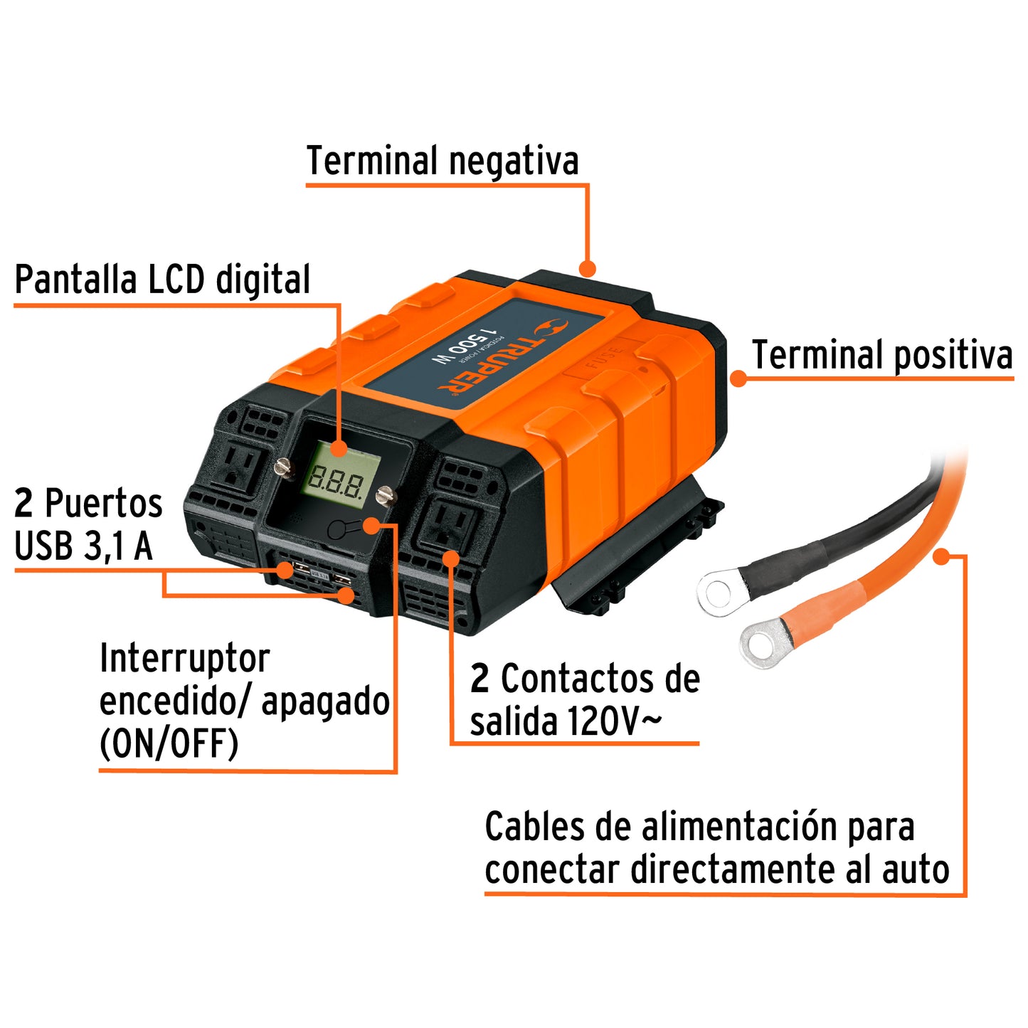 Inversor De Corriente De 1500 W, TRUPER