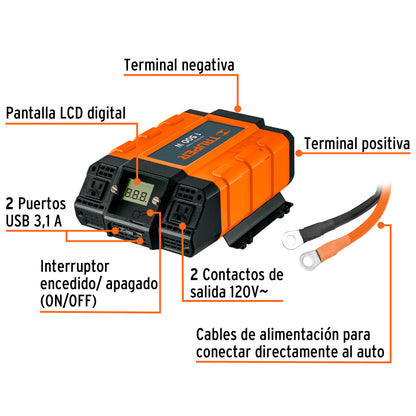 Inversor De Corriente De 1500 W, TRUPER