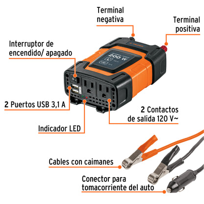 Inversor De Corriente 200 W, TRUPER