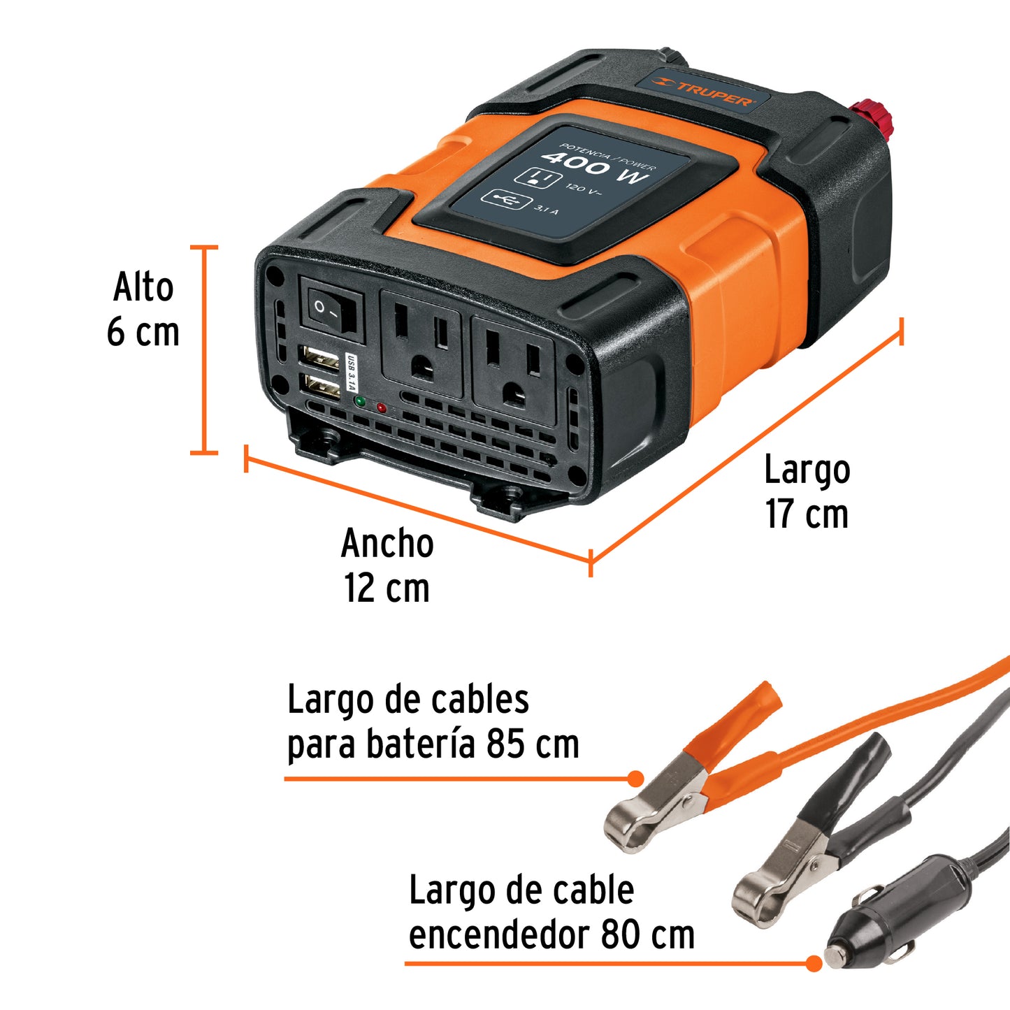 Inversor De Corriente 400 W, TRUPER