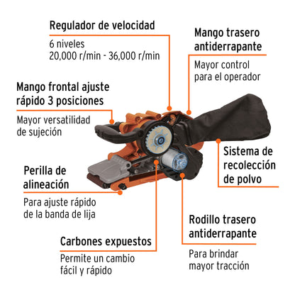 Lijadora De Banda 3 X 21' 1010 W, Profesional TRUPER