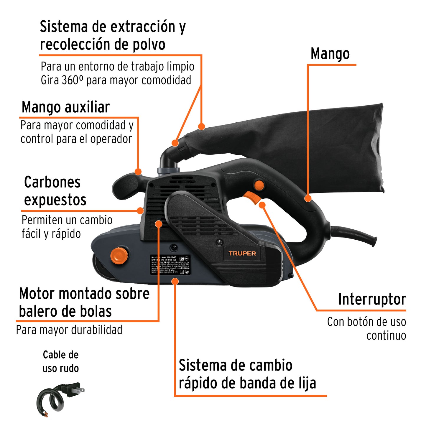 Lijadora De Banda 4 X 24' 1200 W, Industrial, TRUPER