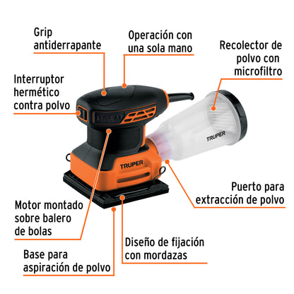 Lijadora Orbital  Profesional 1/4 Hoja, 240 W, TRUPER